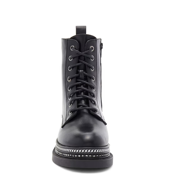 Boot Black Lace-Up zip Ankle High Combat size 7 NEW - Picture 5 of 9